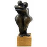 American production, Henry Moore style, 1970s. Patinated bronze sculpture representing an embraced