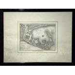 Map of the port of Messina, late 1700s with Ecrit par beable. 20x25, copper etching. With black