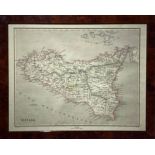 Sicilia, 1860, publisher Francesco Pagnoni, Milan, from Universal geography Atlas, drawn and
