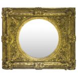 Mirror with golden frame of nineteenth century. Gilding gold leaf. 114x135 cm