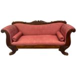 Sofa made of mahogany, first half of the nineteenth century. H cm 96x210x65. Completely regusbished