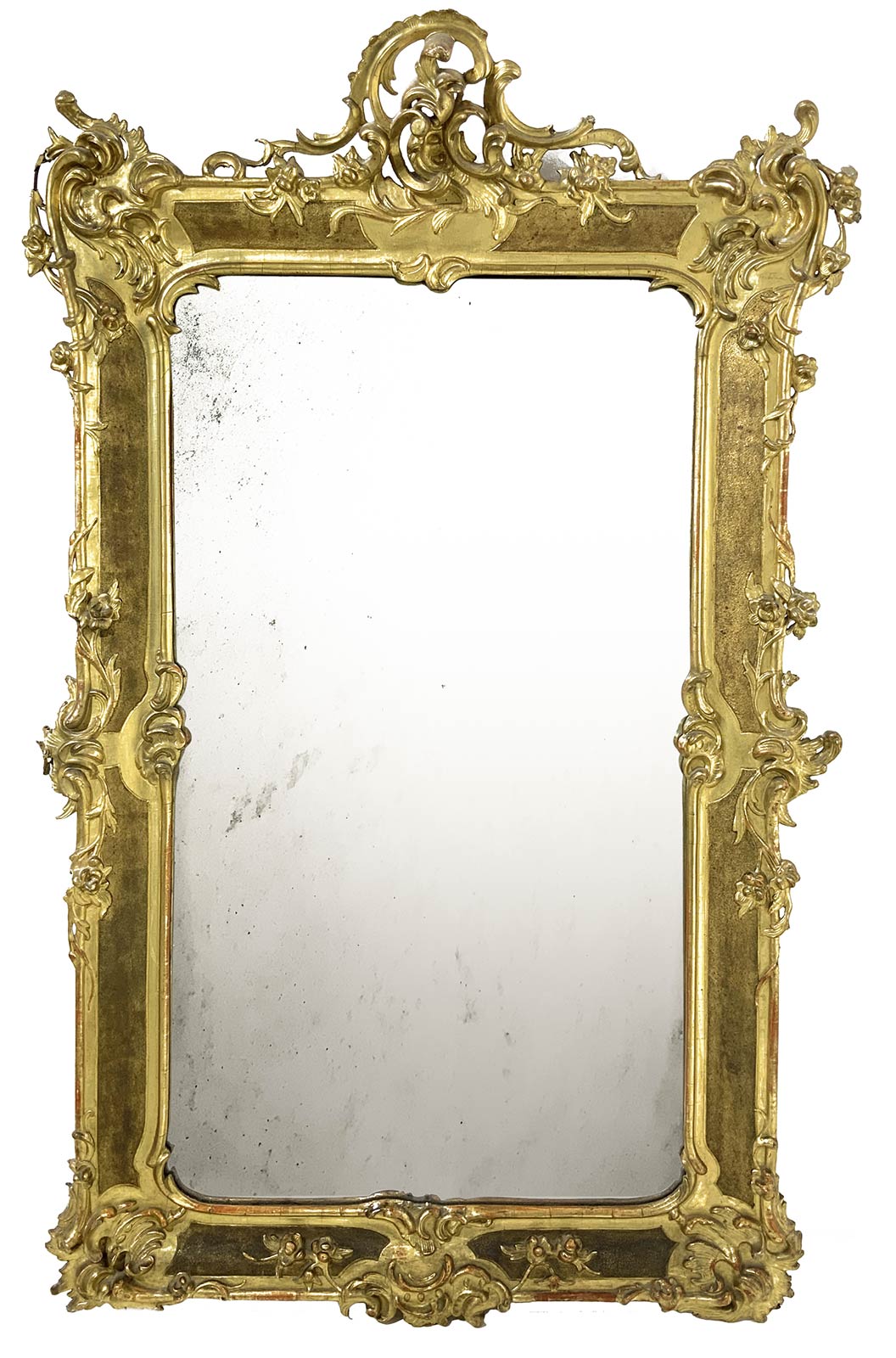 Rectangular mirror in gilded wood, XIX century. H cm 170x100