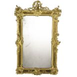 Rectangular mirror in gilded wood, XIX century. H cm 170x100