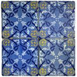 Tile Antonio Pace, Santo Stefano di Camastra. Messina. Early twentieth century. 19,5x19,5 cm. Four