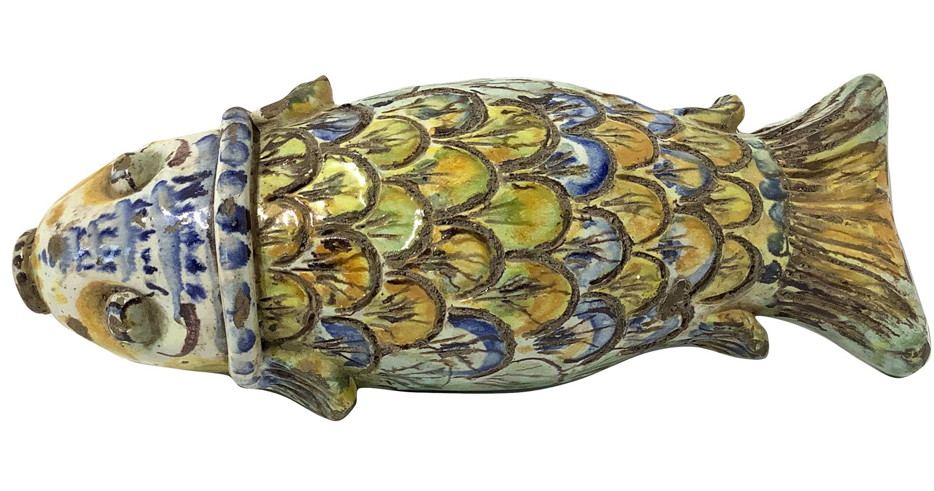 Fish warmer majolica of Caltagirone, Sicily, XVIII Century. 29 Cm - Image 2 of 4