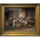 Italian painter of the late nineteenth century. 4 Characters in an interior. 40x52, oil on canvas.