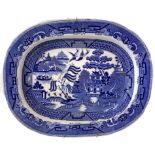 Oval plate, England. Mark F &amp; C. decorated with landscape in the colors of blue and white.