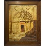 Antonio Canni (Ragusa, 1895- 1980 Ragusa). Portal San Giorgio in Ragusa. 74x59, oil paint on