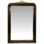 Mirror in ebonized wood with black edging and gold leaf, nineteenth century Sicily. H cm 135x96.