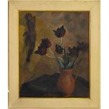 Oil painting on canvas. Dora Koehler, Early twentieth century. Tulips still life. 55,5X45.