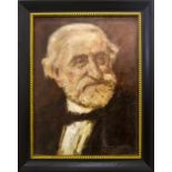 Oil painting on cardboard. Italian Painter from the 19th / 20th century. Portrait of Guseppe Verdi.