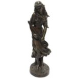 Fernand Lorrain, sculptor, France, late nineteenth century. Allegory of music, a bronze statue cire