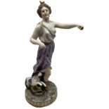 Capodimonte Porcelain, XIX century. Diana the Huntress. H 20 cm, base diam. cm 6. Small breakages.