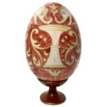 Ceramic Egg, hand painted with floral decorations. H Cm 33 with base