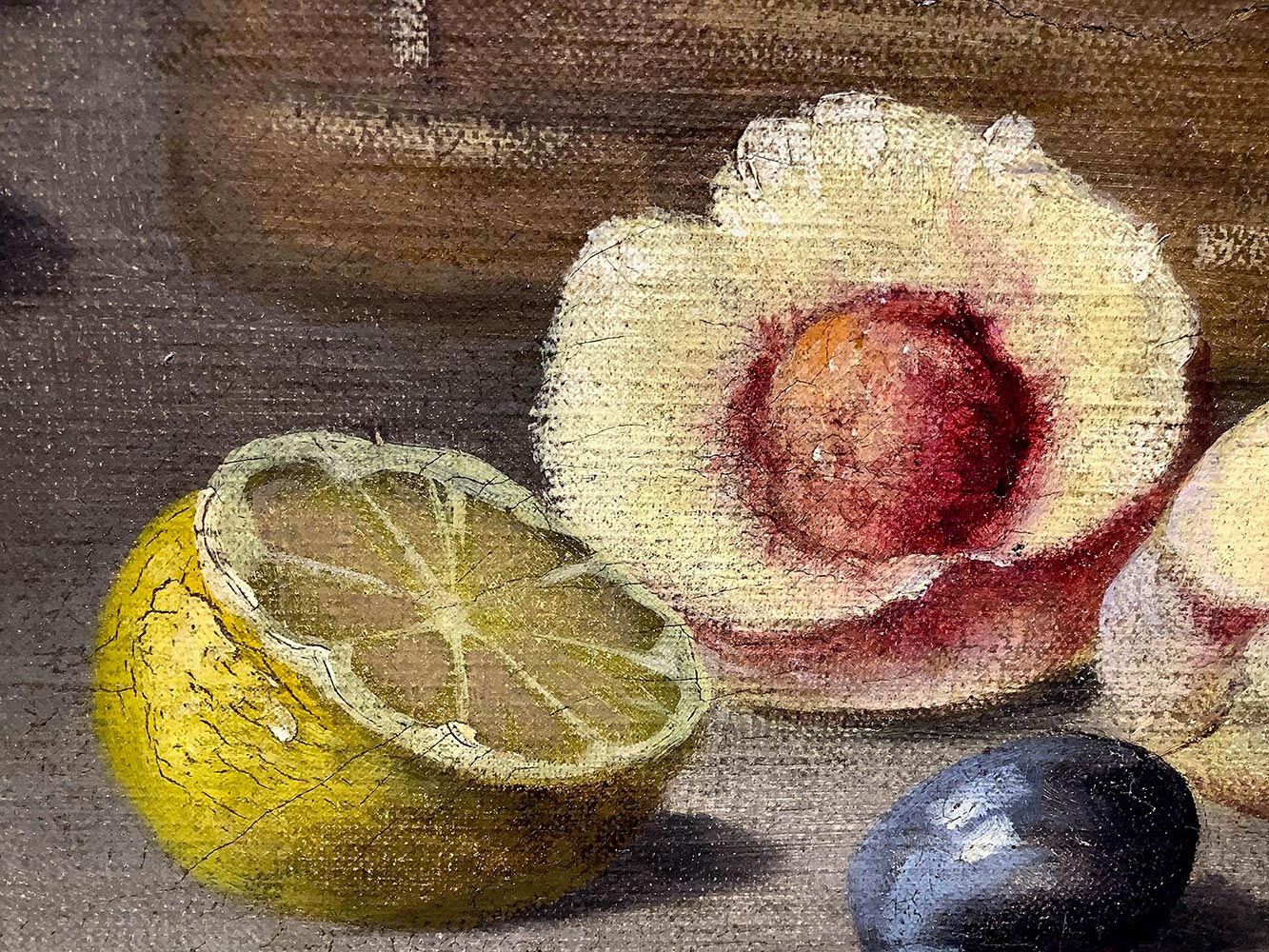 Oil painting on canvas. French painter from early twentieth century. Still life of fruit and flowers - Image 2 of 5