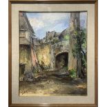 Oil painting on canvas. Elvira Del Giudice. Village. 54x44. Signed on the lower left.