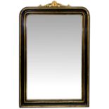 Pair of mirrors in ebonized wood with black edging and gold leaf, nineteenth century Sicily.