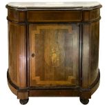 Étagère, nineteenth century, Sicily. In walnut wood with marble surface and floral inlays in the