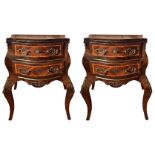 Pair of bedside tables, Sicily, late nineteenth century. In rosewood. Wavy decoration on the front