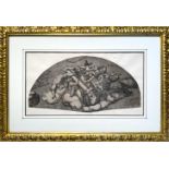 Fragment of a seventeenth century etching. Cm 26x49.