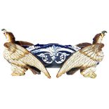 Ginori, majolica centerpiece, late 19th century. Pair of eagles supporting the main part. H Cm 25,