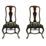 Pair of chairs in Chippendale style, twentieth century. Wooden frame tortoise shell, seat