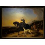 Oil painting on canvas. Alfred De Dreux. The return of the Duchess D'Almeda from a trip