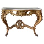 Great Wall console in gilded wood Louis Philippe. Marble surface. Meta nineteenth century. H cm