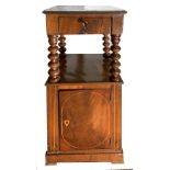 Bedside table, nineteenth century. Marble top dark gray bardiglio. Drawer below the surface,