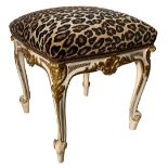 Napoleon III style stool, early XX century. Refurbished with animalier fabric.