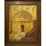 Oil painting on canvas. Antonio Canni (Ragusa, 1895- 1980 Ragusa). Portal Saint Giorgio in Ragusa