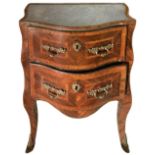 Bedside table Louis XV, XVIII century Sicily. In purple ebony and rosewood. Marble surface in gray