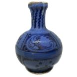 Caltagirone bottle blue enamel with in blue decorations with albissolesi reasons. XVII century. 22