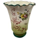Majolica vase, Liberty, late nineteenth century. With floral decoration. At the aperture small