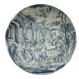 Majolica plate, Savona (Liguria), XVII century. Mark manufacturing of Guidobono. Diameter cm 36.