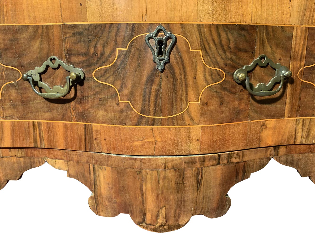 Commode Louis XV, XVIII century. In rosewood and walnut, two Drawer with valance at the base, - Image 7 of 10