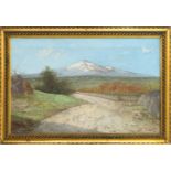 Oil painting on canvas. G. Cajani. XIX / XX century. Landscape with Etna. 42X64,5.