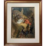 Oil painting on canvas. Carmelo Comes (Catania, 1905). Ascent to Calvary Jesus, Sketch for an altar.