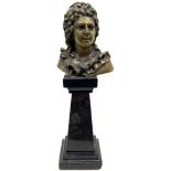 Bust of eighteenth-century character, the nineteenth century, woman on marble base truncated