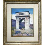 Painting of of Alico Giovanni triumphal arch (Catania 1906-1971). Cm 50x40, oil on masonite telata.