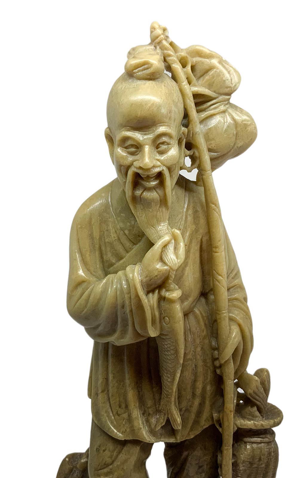 Chinese soapstone statuette depicting God Ebisu "God of the richness of the sea and fishing" one of - Image 2 of 8