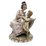 Capodimonte porcelain statue, maternity. H cm 22, base cm 14. Minor flaws