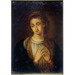 Oil painting on copper applied on wood depicting Madonna in prayer, Sicily, late eighteenth