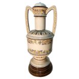 Bassano majolica vase, adapted to light. H 70 cm.