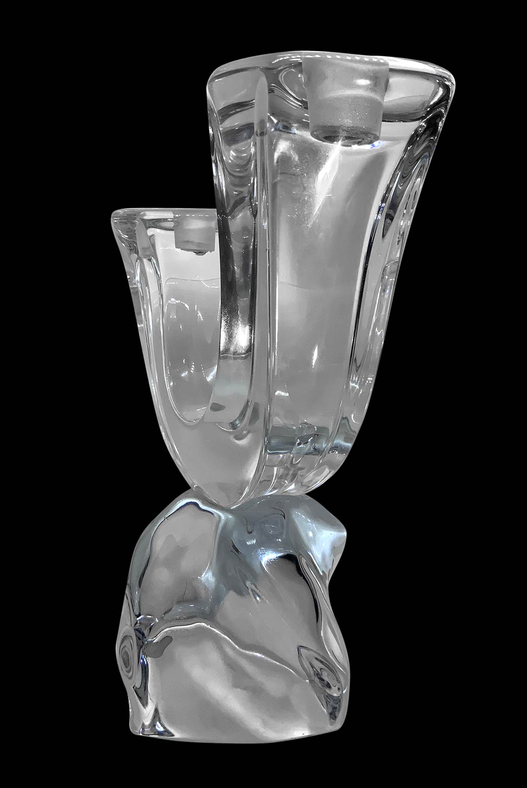 Daum crystal candle holder, France. A 2 lights. H 26 cm - Image 3 of 4