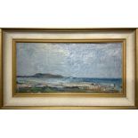 Oil painting on masonite depicting seascape. Signed Ulf Johansen (Stockholm 1912- 1978) and dated