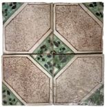 Tile Prete Raffaele, Naples. Early twentieth century. Box composed of 4 tiles, 20x20 cm. Also