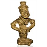Leaning bronze of Dogon wise. Mali, XX century. H cm 5,50x3,5 x2.