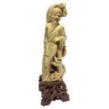 Chinese stone carving soapstone depicting fisherman. China, nineteenth century. H 45 cm.