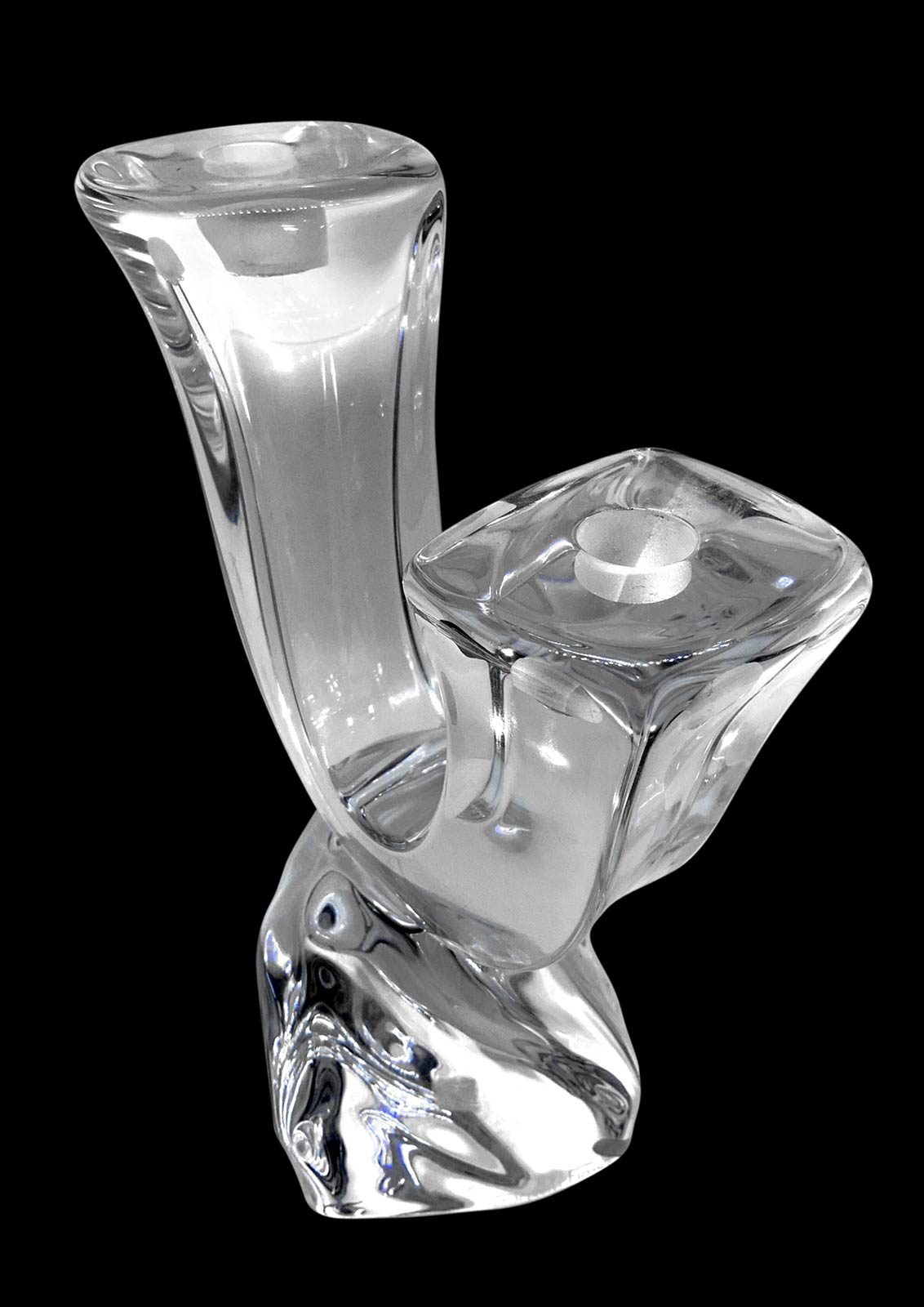 Daum crystal candle holder, France. A 2 lights. H 26 cm